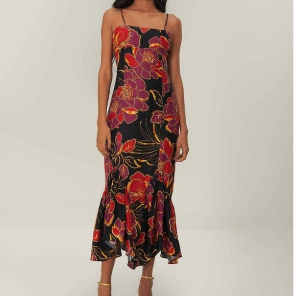 FARM Rio Dresses & Skirts - FARM RIO Black Shiny Chita Lenzing Ecovero Maxi Dress